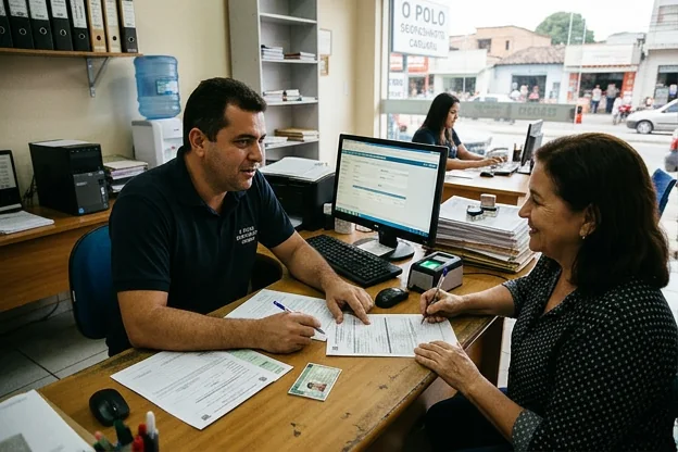Despachante em Caruaru auxiliando cliente no processo de renovação da CNH.
